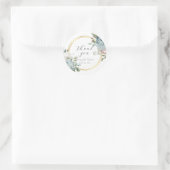 Dusty Blue Hydrangea Floral “Thank You” Wedding ラウンドシール (バッグ)