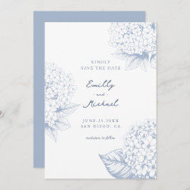 Dusty Blue Hydrangea Floral Wedding セーブザデート