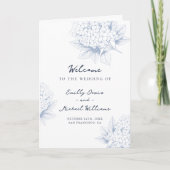 Dusty Blue Hydrangea Folded Wedding Program プログラム (正面)