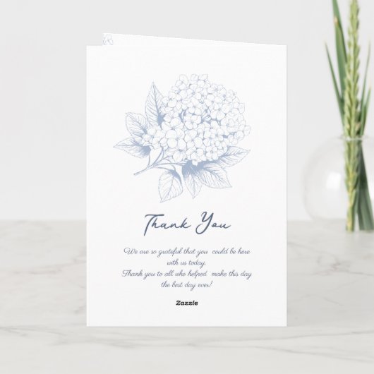 Dusty Blue Hydrangea Folded Wedding Program プログラム (裏面)