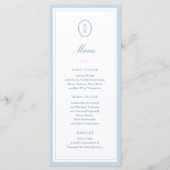 Dusty Blue Hydrangea Monogram Wedding Flat Menu メニュー (正面)