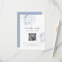 Dusty Blue Hydrangea QR Code RSVP Card