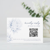 Dusty Blue Hydrangea QR Code RSVP Card (スタンド正面)