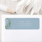Dusty Blue Hydrangea Return Address Labels ラベル (インサイチュ)