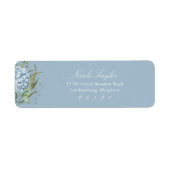 Dusty Blue Hydrangea Return Address Labels ラベル (正面)