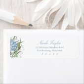 Dusty Blue Hydrangea Return Address Labels ラベル (インサイチュ)