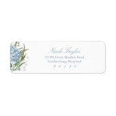 Dusty Blue Hydrangea Return Address Labels ラベル (正面)