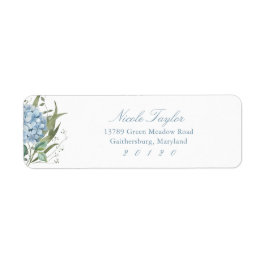 Dusty Blue Hydrangea Return Address Labels ラベル