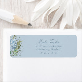 Dusty Blue Hydrangea Return Address Labels ラベル
