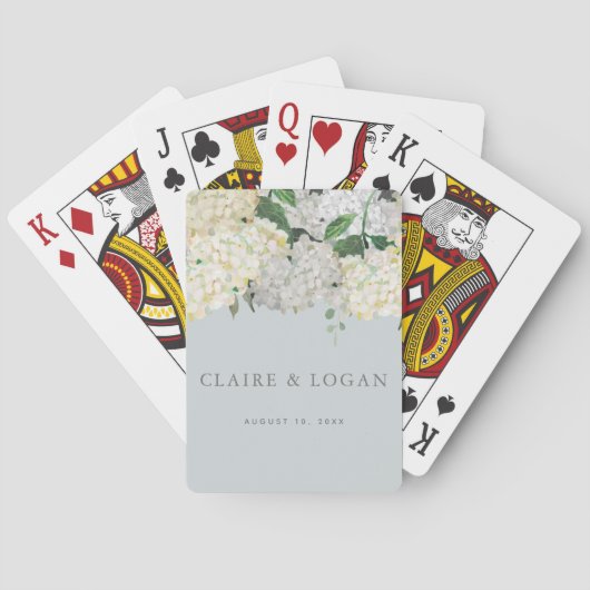 Dusty Blue Hydrangea Wedding トランプ (裏面)