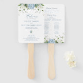 Dusty Blue Hydrangea Wedding Ceremony Program ハンドファン (正面&裏面)