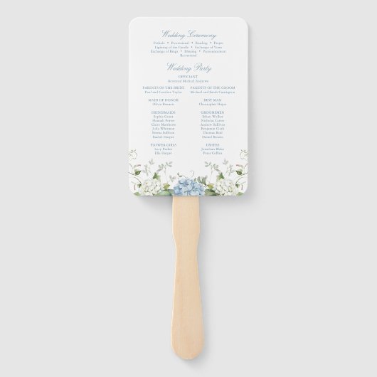 Dusty Blue Hydrangea Wedding Ceremony Program ハンドファン (裏面)