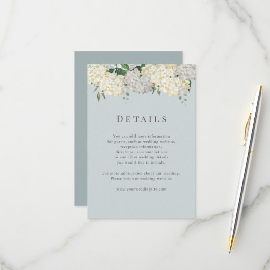 Dusty Blue Hydrangea Wedding Details 出欠カード (正面/裏面インサイチュ)