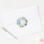 Dusty Blue Hydrangea Wedding Monogram ラウンドシール (封筒)