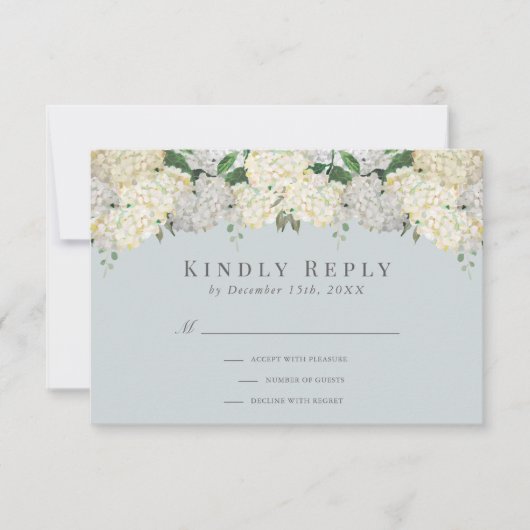 Dusty Blue Hydrangea Wedding RSVP (正面)
