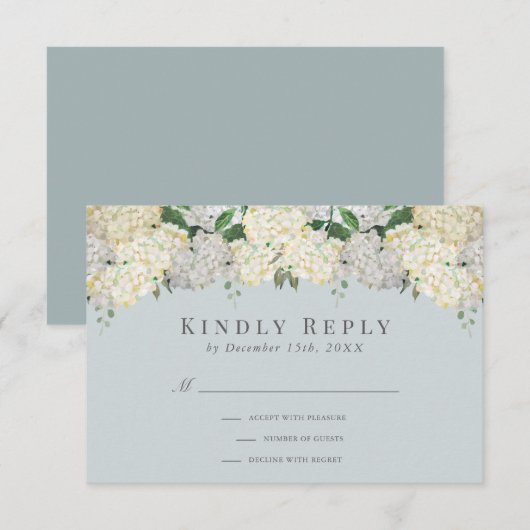 Dusty Blue Hydrangea Wedding RSVP (正面/裏面)