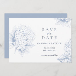 Dusty Blue Hydrangea Wedding Save the Date Card セーブザデート