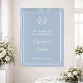 Dusty blue ivory monogrammed wedding welcome ポスター