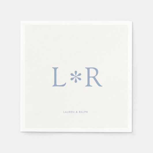 Dusty Blue & Ivory | Stylish Modern  スタンダードカクテルナプキン (正面)