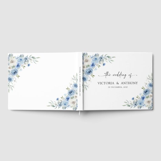 Dusty Blue Ivory Wedding Guest Book ゲストブック (全面)