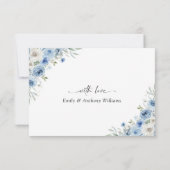 Dusty Blue Ivory Wedding Thank You Cards サンキューカード (裏面)