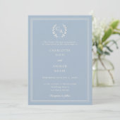 Dusty blue ivory wreath monogram luxury wedding  招待状 (スタンド正面)