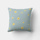 Dusty Blue Japanese Wintersweet Floral Pattern クッション (裏面)