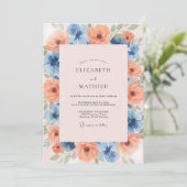 Dusty Blue Jubilant Spring Wedding 招待状 (スタンド正面)