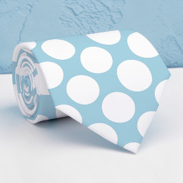 Dusty Blue Jumbo Polka Dots Custom Necktie ネクタイ