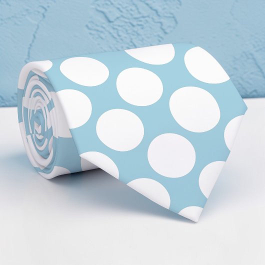 Dusty Blue Jumbo Polka Dots Custom Necktie ネクタイ