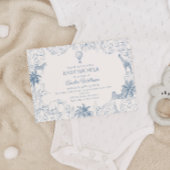 Dusty Blue Jungle Safari Animals Baby Shower 招待状