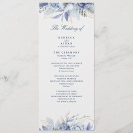 Dusty Blue & Light Blue Floral Artwork wedding プログラム
