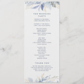  Dusty Blue & Light Blue Floral  Artwork wedding  プログラム (裏面)
