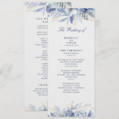  Dusty Blue & Light Blue Floral  Artwork wedding  プログラム (正面/裏面)