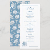 Dusty Blue Line Art Rose Dinner Details Wedding メニュー (正面/裏面)