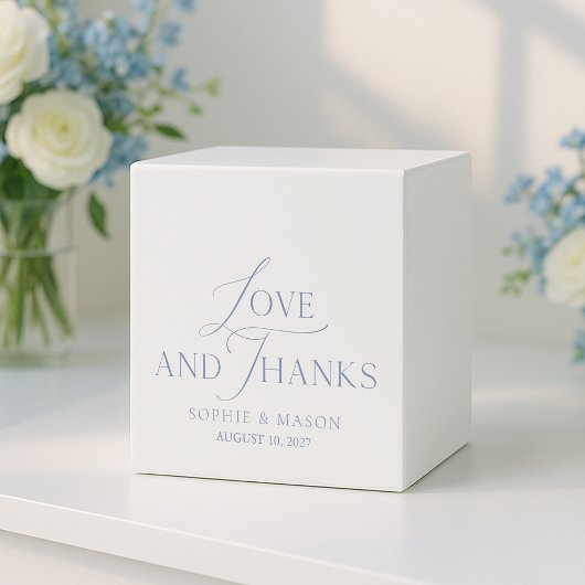 Dusty Blue “Love and Thanks” Wedding フェイバーボックス