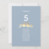 Dusty Blue Lovebirds Wedding Seating Card (正面)