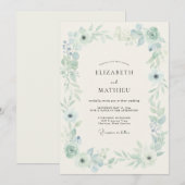 Dusty Blue Luminous Spring Wedding 招待状 (正面/裏面)