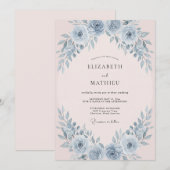 Dusty Blue Lush Springtime Wedding 招待状 (正面/裏面)