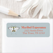 Dusty Blue Mariposa Butterfly Address Label ラベル (インサイチュ)