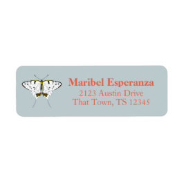 Dusty Blue Mariposa Butterfly Address Label ラベル