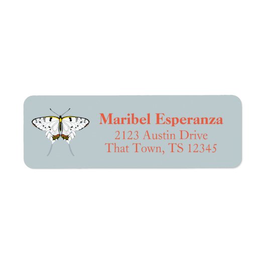 Dusty Blue Mariposa Butterfly Address Label ラベル (正面)