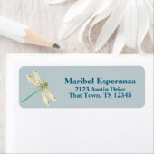 Dusty Blue Mariposa Dragonfly Address Label ラベル (インサイチュ)