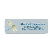 Dusty Blue Mariposa Dragonfly Address Label ラベル (正面)