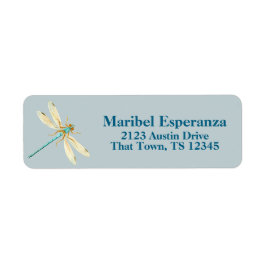 Dusty Blue Mariposa Dragonfly Address Label ラベル