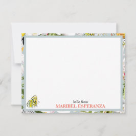 Dusty Blue Mariposa Personalized Flat Note Card ノートカード