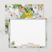 Dusty Blue Mariposa Personalized Flat Note Card ノートカード (正面/裏面)