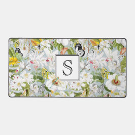 Dusty Blue Mariposa Vintage Monogrammed Desk Mat デスクマット