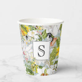 Dusty Blue Mariposa Vintage Monogrammed Paper Cup 紙コップ