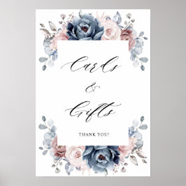 Dusty Blue Mauve Rose Pink Slate Cards & Gifts ポスター